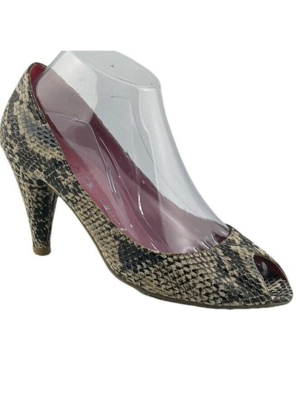 Jeffrey Campbell Snake Print Peep Toe Heels Size 7.5